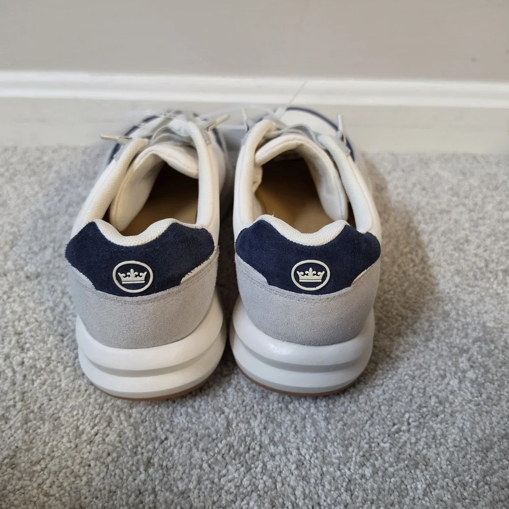 Men's Peter Millar Journeyman Sneakers Ivory Navy Blue MF25EF3 New Size 9.5